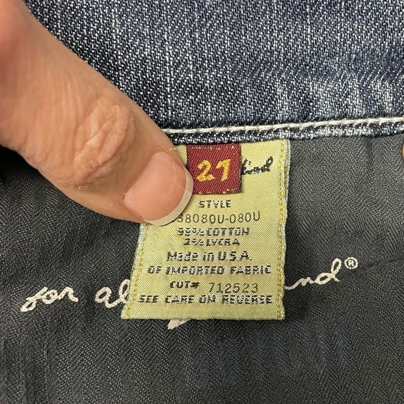 NEW 7 FAM Boycut Distressed Denim Skirt Size 27 - Picture 6 of 6